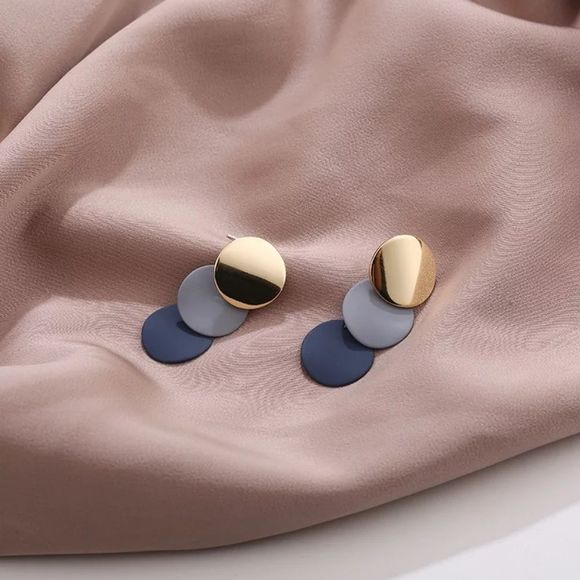 Professional Blue Triple Circle Drop Earrings - Picture 11 of 12